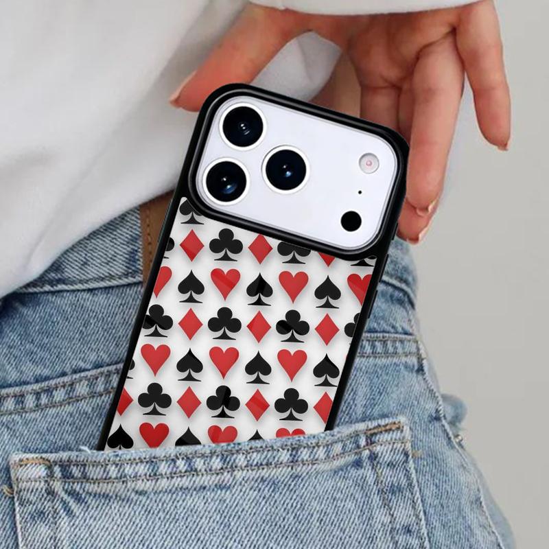 Playing Cards Suit Symbols Phone Case for iPhone 17ProMax 12 13 14 15 16e 17 Pro Max Plus Air Cover