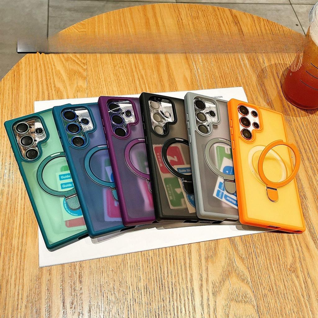 Suitable for Samsung S24ultra Mobile Phone Case S24plus Skin Feeling Matte S24 Metal Magnetic Bracket