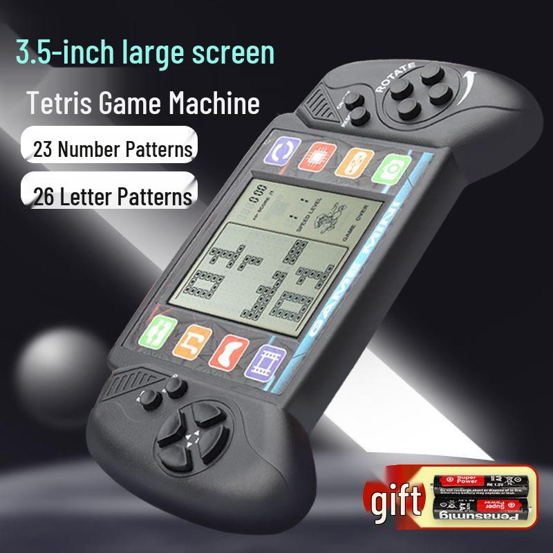 Nostalgic Retro Russian Tetris Handheld Game Console with Large Screen for Children's Play.