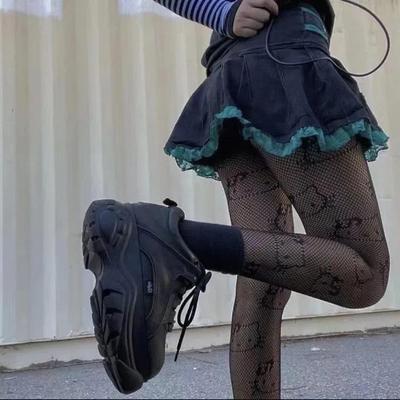 Süße japanische Katzen-Netzstrümpfe – Lolita-Stil, Frühling/Sommer, schwarzes Hohldesign, JK Hot Girl Strumpfhose