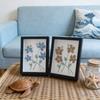 Handmade Sea Glass Art Frame Table Decors Forget Me Not Flower Birds Sea Glass Table Art Decors Gift for Friend