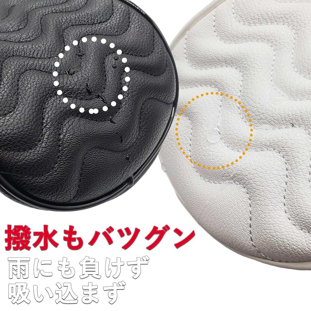 Premium PU Leather Golf Headcovers for and Wood Golf with Wave Pattern Conversion Daggers (3-Piece Set) Driver, Driving, Clubs, (Black)