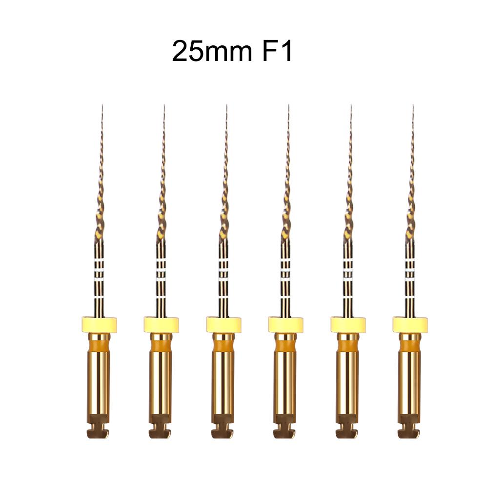 6 szt./pudełko Złote elastyczne pilniki dentystyczne, obrotowe pilniki endodontyczne, złote pilniki endodontyczne, 21/25/31 mm, niklowo-tytanowe, narzędzie stomatologiczne