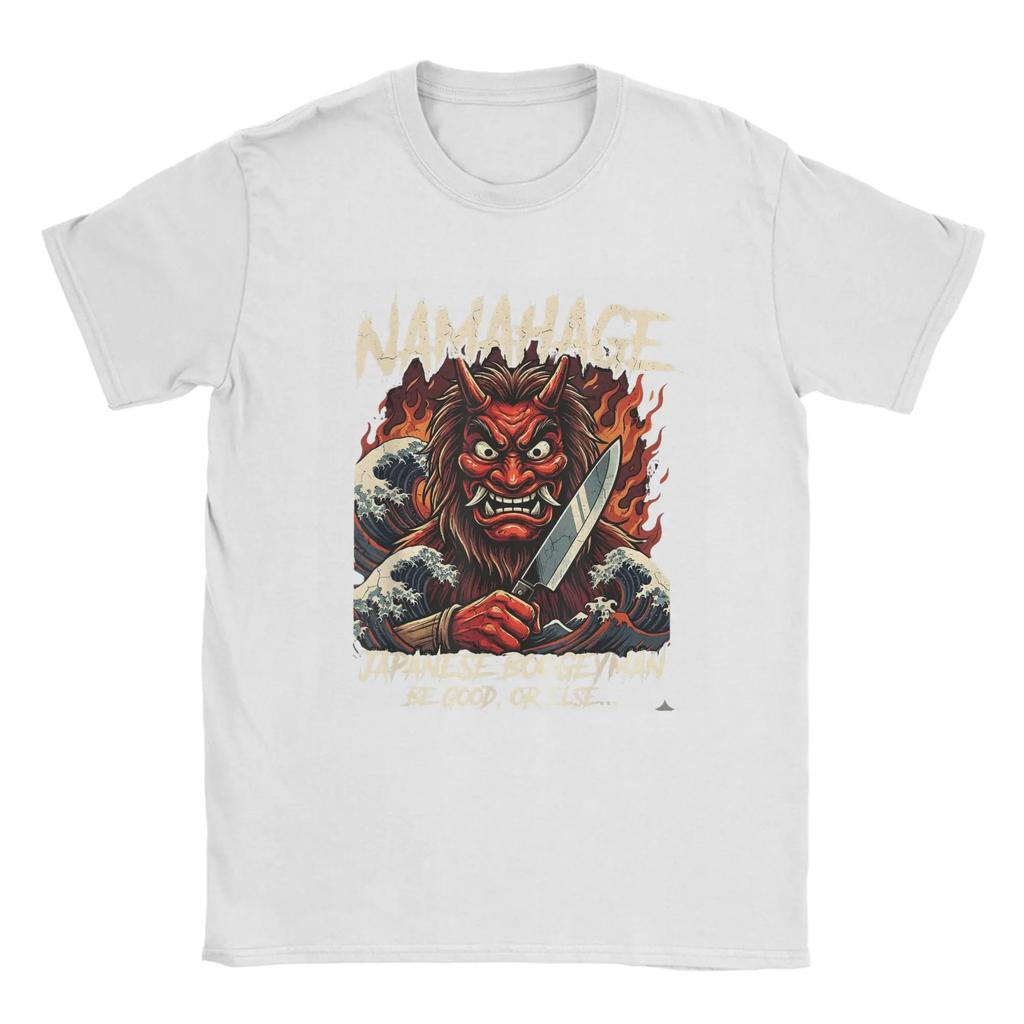 Japanese Traditional Mahage! Anime Chic and Impact Demon mask T Shirts Men's T-Shirt Round Collar Tees Short Sleeve Clothing