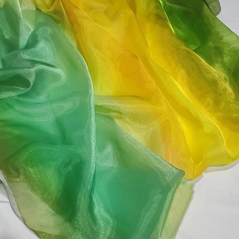 Wide 150cm Shiny Gradient Organza Fabric Glossy Thin Gauze Voile Fabric Diy Sewing Dress Hanfu Stage Costume Crafts Background