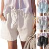 Women Summer Shorts Drawstring Elastic Waist Solid Color Loose Pockets Above Knee Length Soft Breathable Casual Beach Daily Mini Shorts
