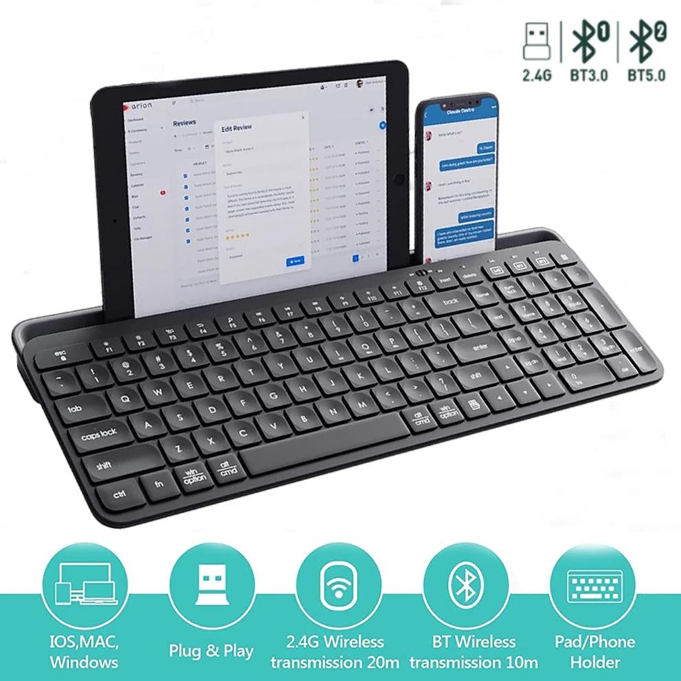 Tastiera Ergonomica Divisa Wireless - 2.4G E Bluetooth, Con Mini Tastierino Numerico Separato - Colore Tè Al Latte