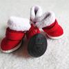 4pcs/set Windproof Santa Dog Shoes Warm Dog Snow Boots Fashion Dog Christmas Boots  Winter