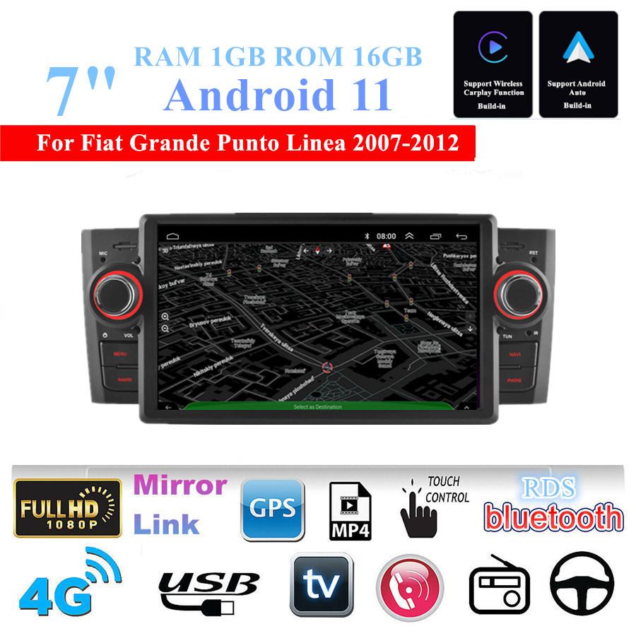 7" Android Stereo Radio GPS HeadUnit For Fiat Grande Punto Linea 07-12 w/Carplay