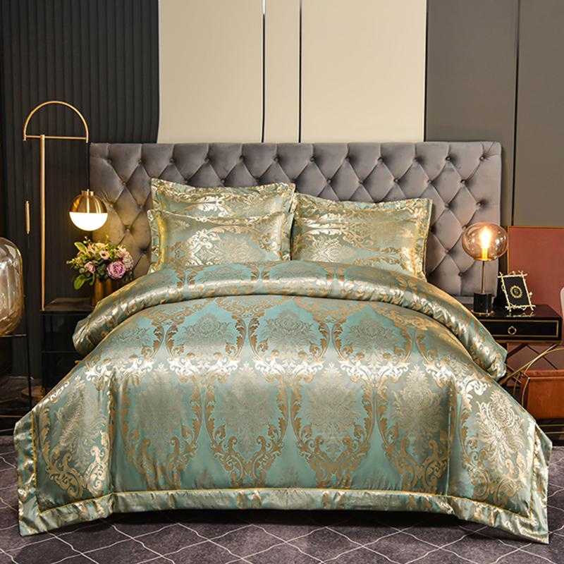 

High-end satin jacquard four-piece set household bedding one-word embroidery jacquard four-piece series 1.5m sheet 4pcs