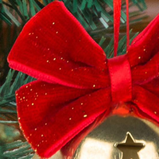 1/4Pcs Christmas Bell Decorations Red Velvet Bowknot Decor Bell with Star Hollow Design Festive Atmosphere Outdoor Decoration