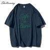 Shellsuning Funny Letter Printing T Shirts Women Summer Loose O Neck Cotton Base Tees Female Vintage Streetwear Couple Tops