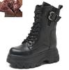Fashion GKTINOO Retro Style Women High Heel Genuine Leather Mid-Calf Boots 2025 Autumn Winter Warm Platform Booties Zip Zapatos Mujer