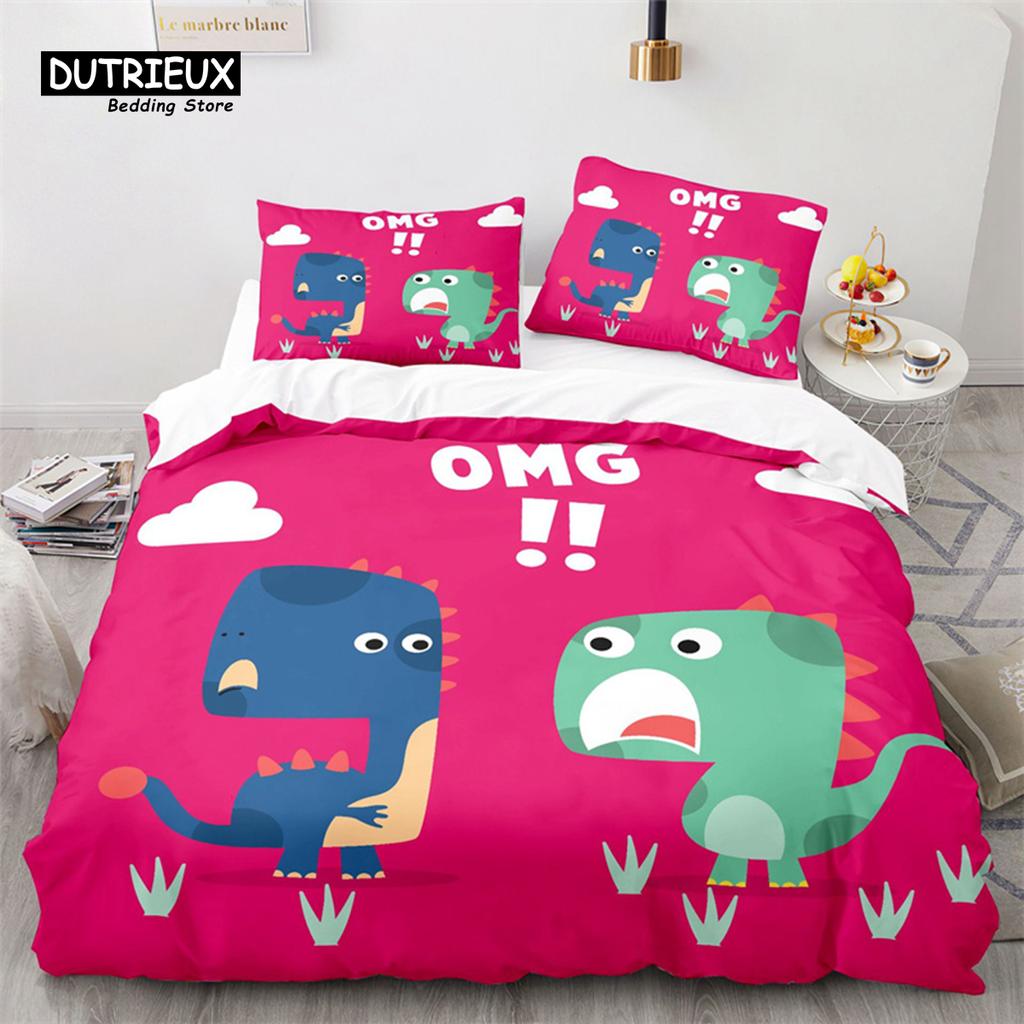 Desene animate dinozaur pilotă capac drăguț animal lenjerie de pat set twin pentru copii băieți fete decor microfibră pilotă capac cu fețe de pernă