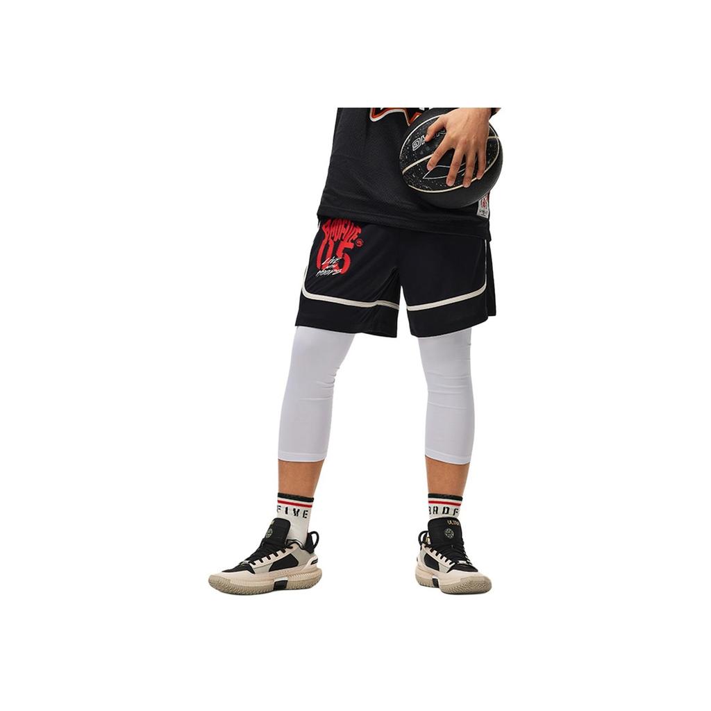 Li Ning Basketball Series Printed Loose Fit Comfortable Breathable Basketball Shorts Men Shorts Black AAPU103-3