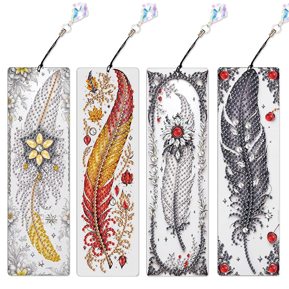 4Pcs DIY Irregular Shaped Diamonds Diamond Art Bookmark for DIY Making Beginners Adult Art Craft Supplies Handmade Birthday Gift