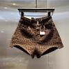 Leopardprint Hoge Taille Nauwsluitende Denim Shorts Voor Hete Meiden, Sexy En Trendy