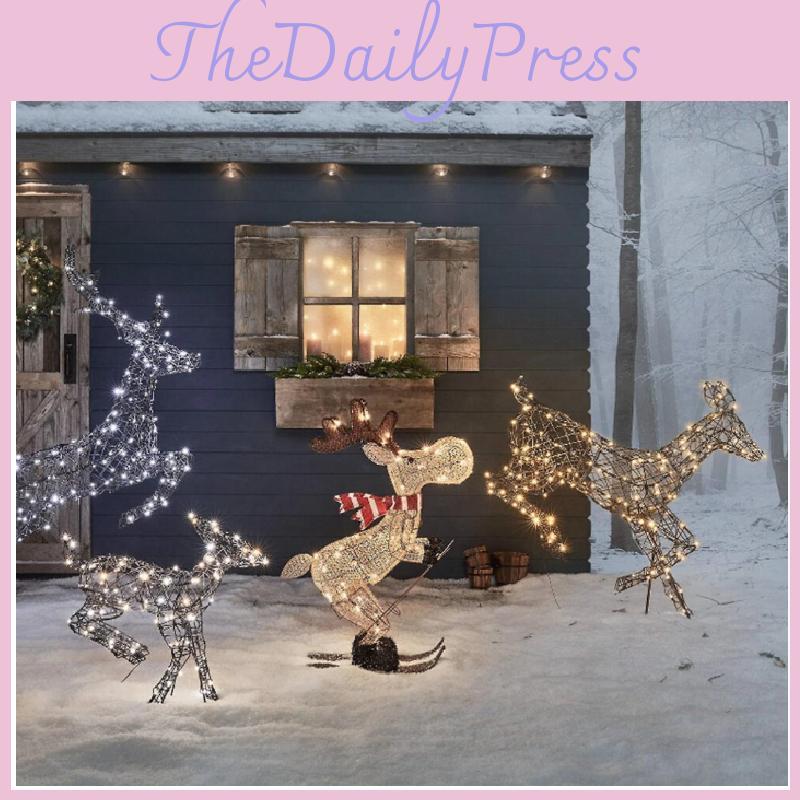 Christmas Outdoor Figure Skiing Moose Lights Garden Decoration Lamp For Home