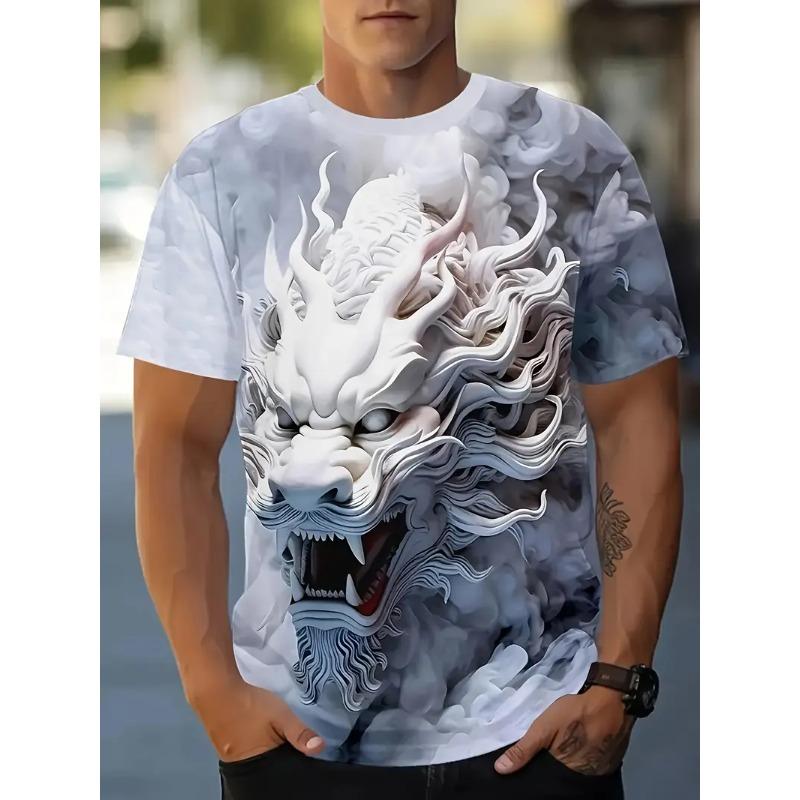 Men's Casual Round Neck 3D Printed T-shirt Lightweight and Comfortable To Wear In Summer Trendy and Fashionable Versatile Cartoon Pattern T-shirt