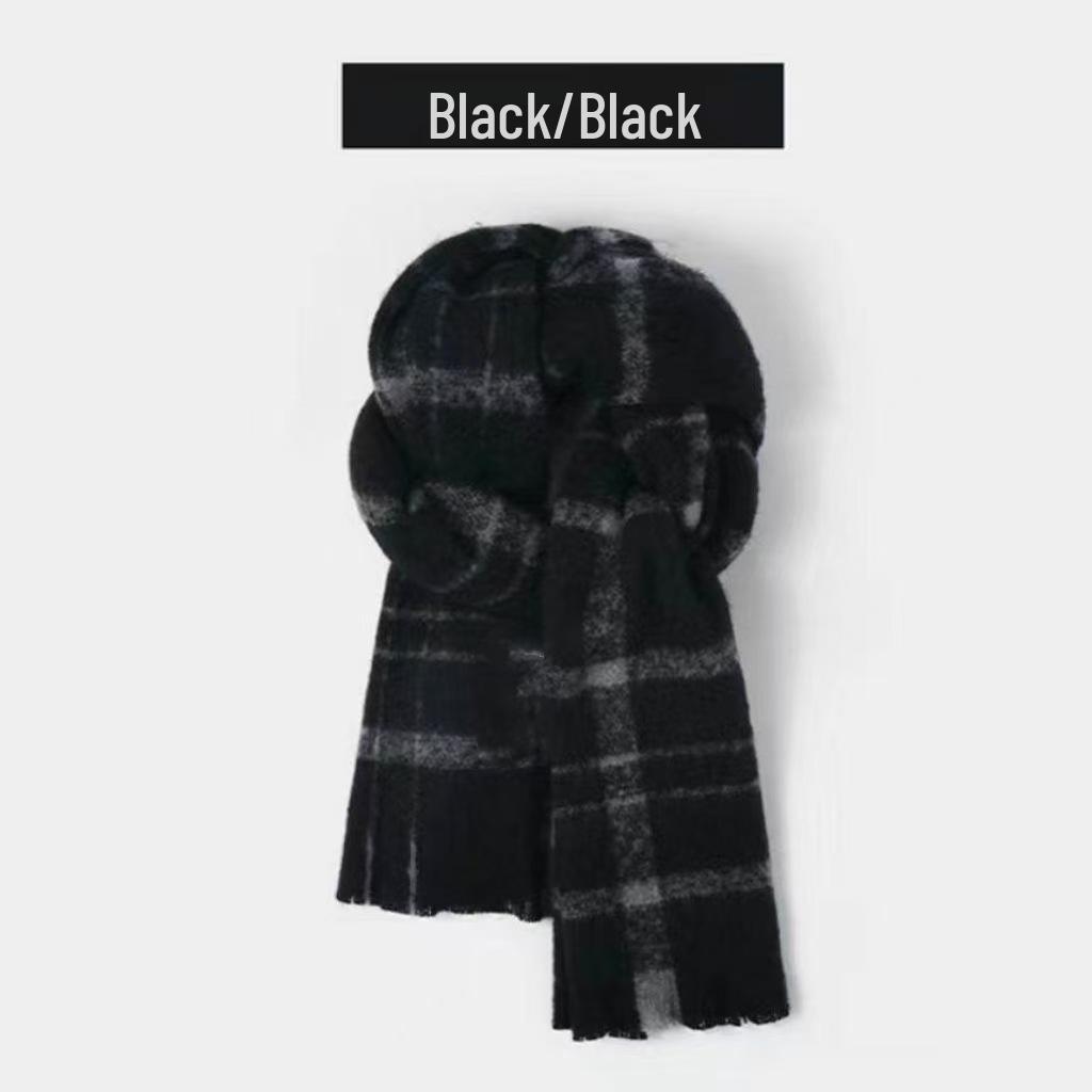 2024 Japonský Retro Kostkovaný Šátek s Třásněmi - Dámský Zimní Hřejivý Všestranný Studentský & Pár Nákrčník