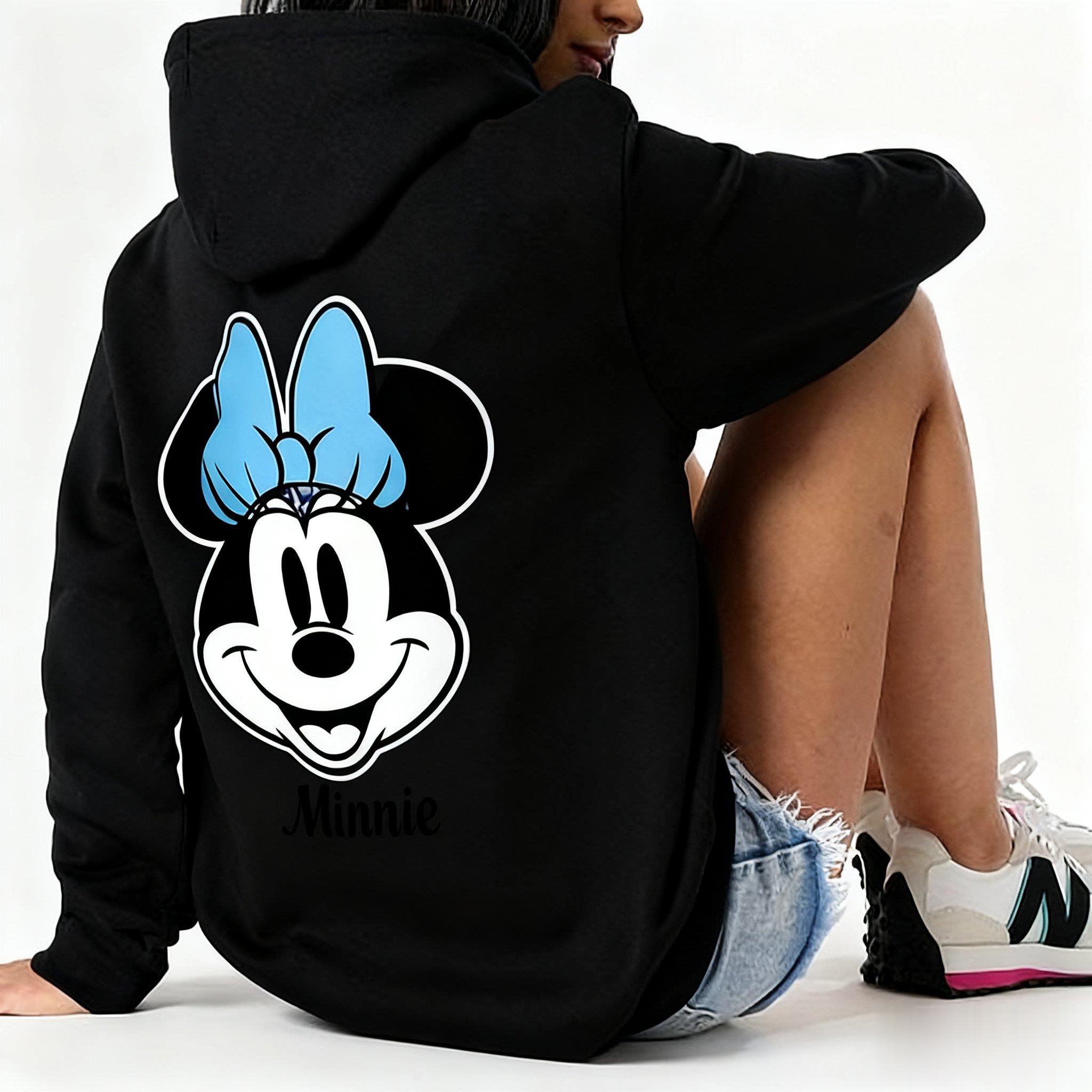 

Винтажное худи с принтом Минни Маус Дисней для женщин, мультяшный графический пуловер, повседневная уличная одежда, хлопковый свитер, модный на весну-осень S