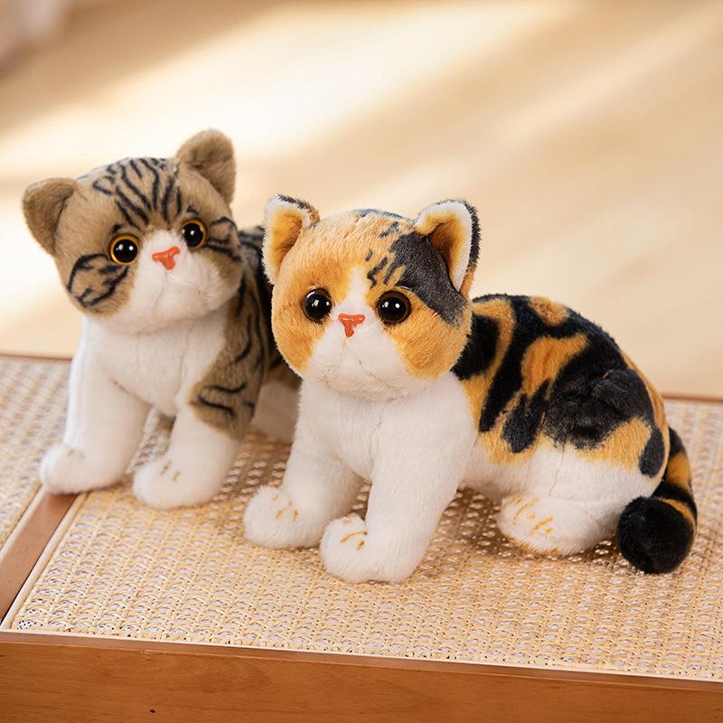 Cute simulation kitten doll plush toy three-flower cat orange cat doll children's soothing cloth doll