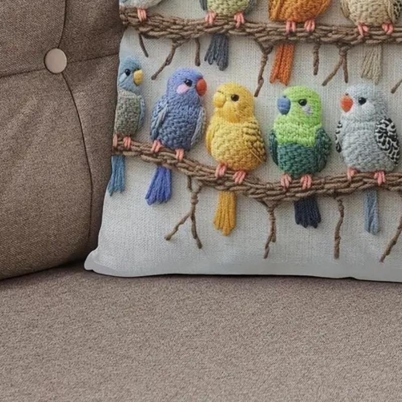 2D-Druck Ohne Inlett Bunter Papagei Niedlicher Vogel Dekorative Kissenhülle Hautfreundlich Weich Kurzer Plüsch Sofakissen Wohnzimmer Nachttisch Kissenbezug
