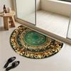 Luxusní smaragdově zelená půlkruhová rohožka Vintage barokní zlatý koberec Elegantní protiskluzová uvítací rohožka pro koupelnu kuchyňskou dekoraci