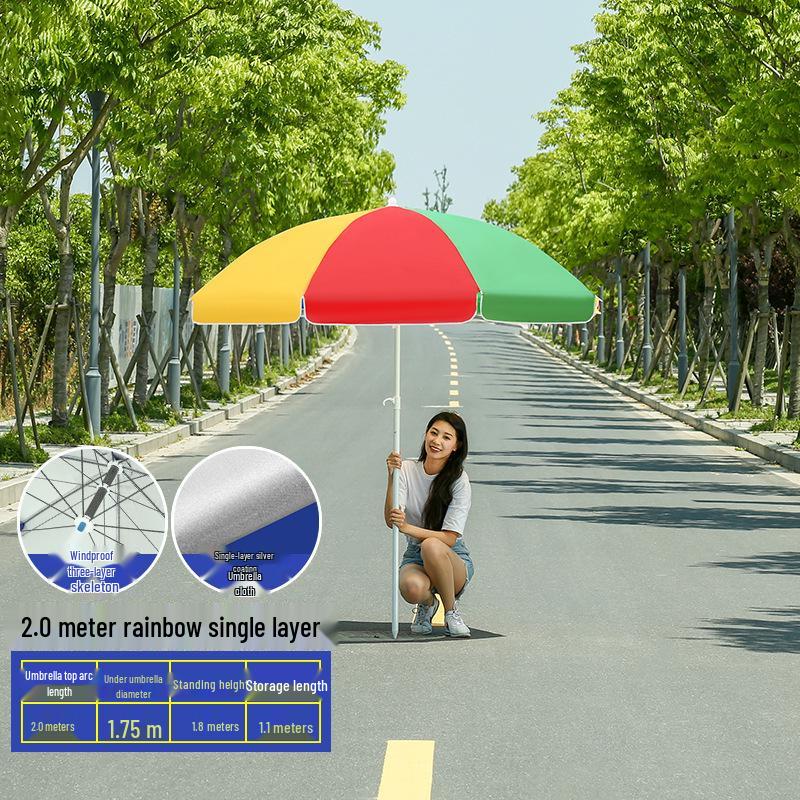 Großer Outdoor-Gewerbeschirm mit Doppelrippen - Sonnenschirm für Sonne, Werbung und Standnutzung