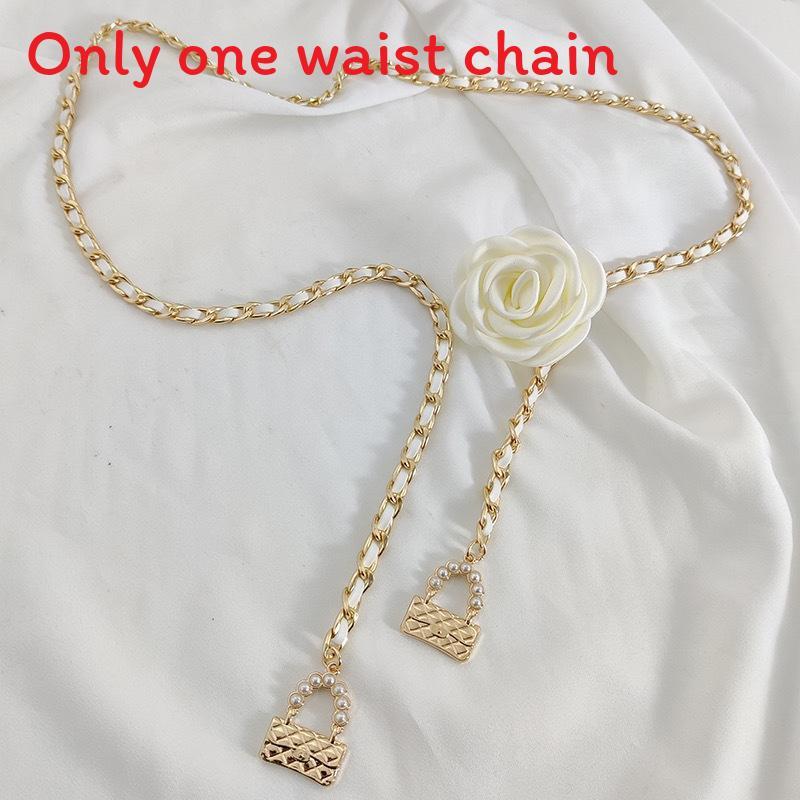 Tea Flower Waist Chain Accessory For Women With Interwoven Metal Chain For Casual Wear