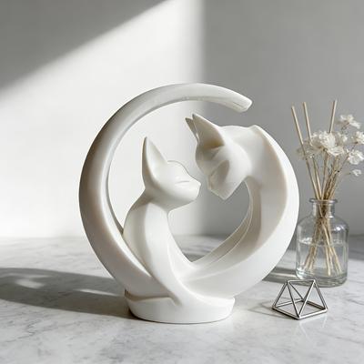 Nuevo Gato Abrazador, Gato de Pareja Estatua Interactiva Adorno, Escultura de Gato Madre e Hijo, Regalo Ideal para Amantes de los Gatos, Decoración de Escritorio