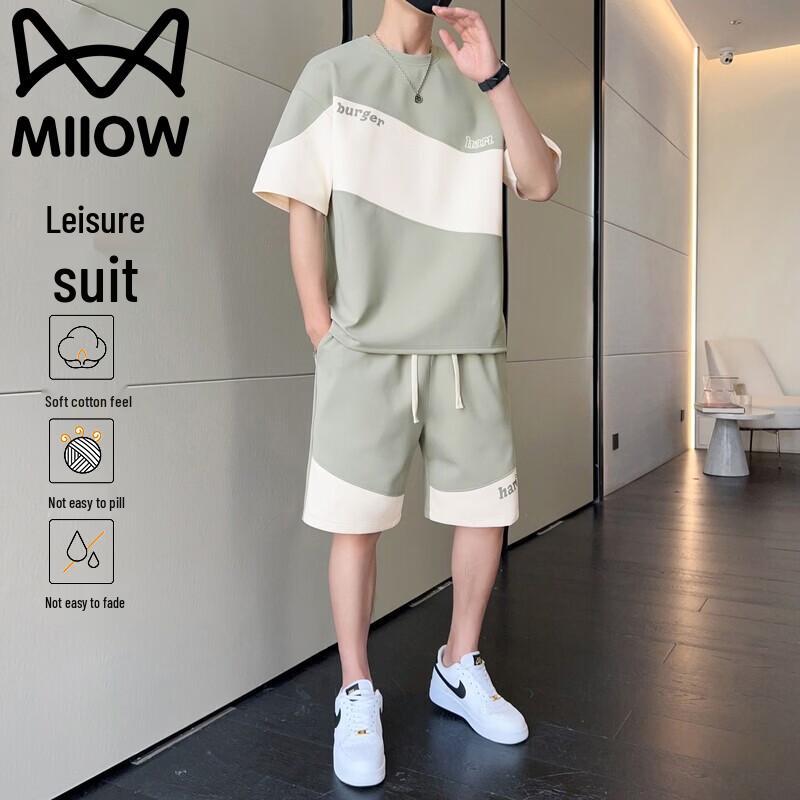 MiiOW Men's Summer Casual T-shirt & Shorts Set