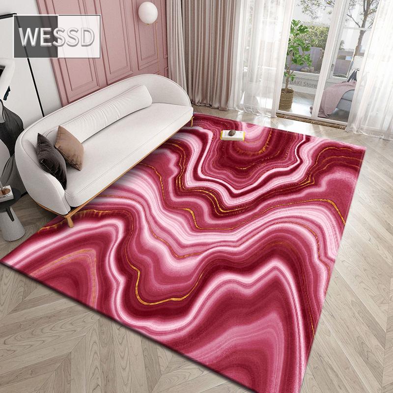Covor roșu abstract cu model de agat Covor de podea pentru cameră pentru fete, moale, mare, covoare de bucătărie, anti-alunecare, covor pentru copii, covor pentru ușă