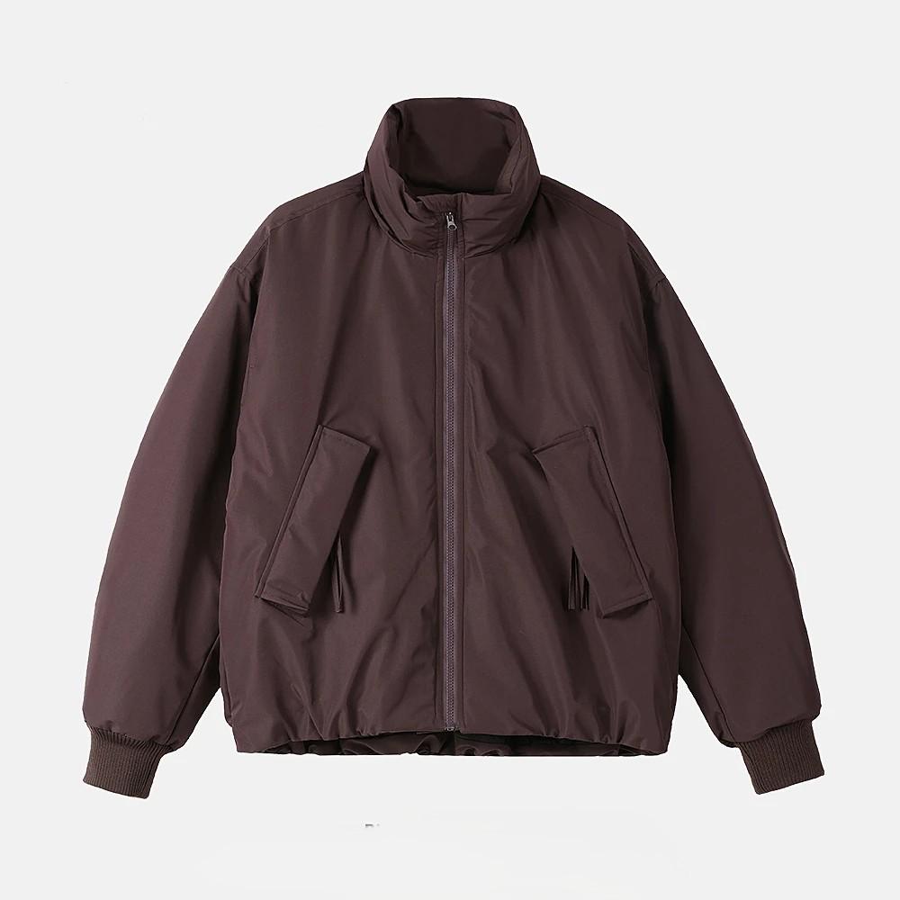 Japansk Retro Vinterjacka i Bomull med Ståkrage