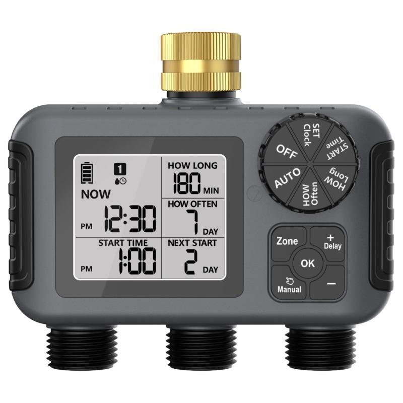 

Programmable Double Channel Watering Timer For Gardens Adjustable Schedule High Visibility Screen Durable ABS Construction Irrigation Controller 1