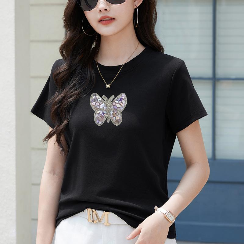 Loose Short Sleeved T-shirt for Women's Summer Versatile Thin Butterfly Top Trend Shirt