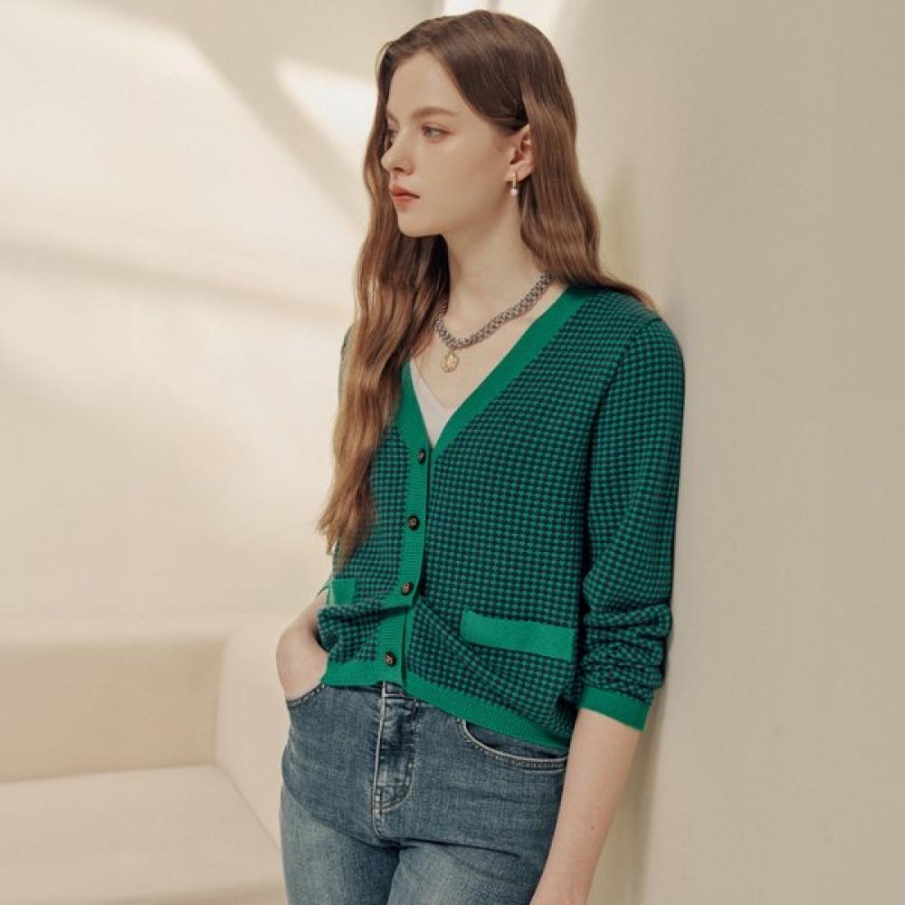 

Maxza Check Pattern V Neck Embossed Knit Cardigan Zd03qd017on painted/FREE