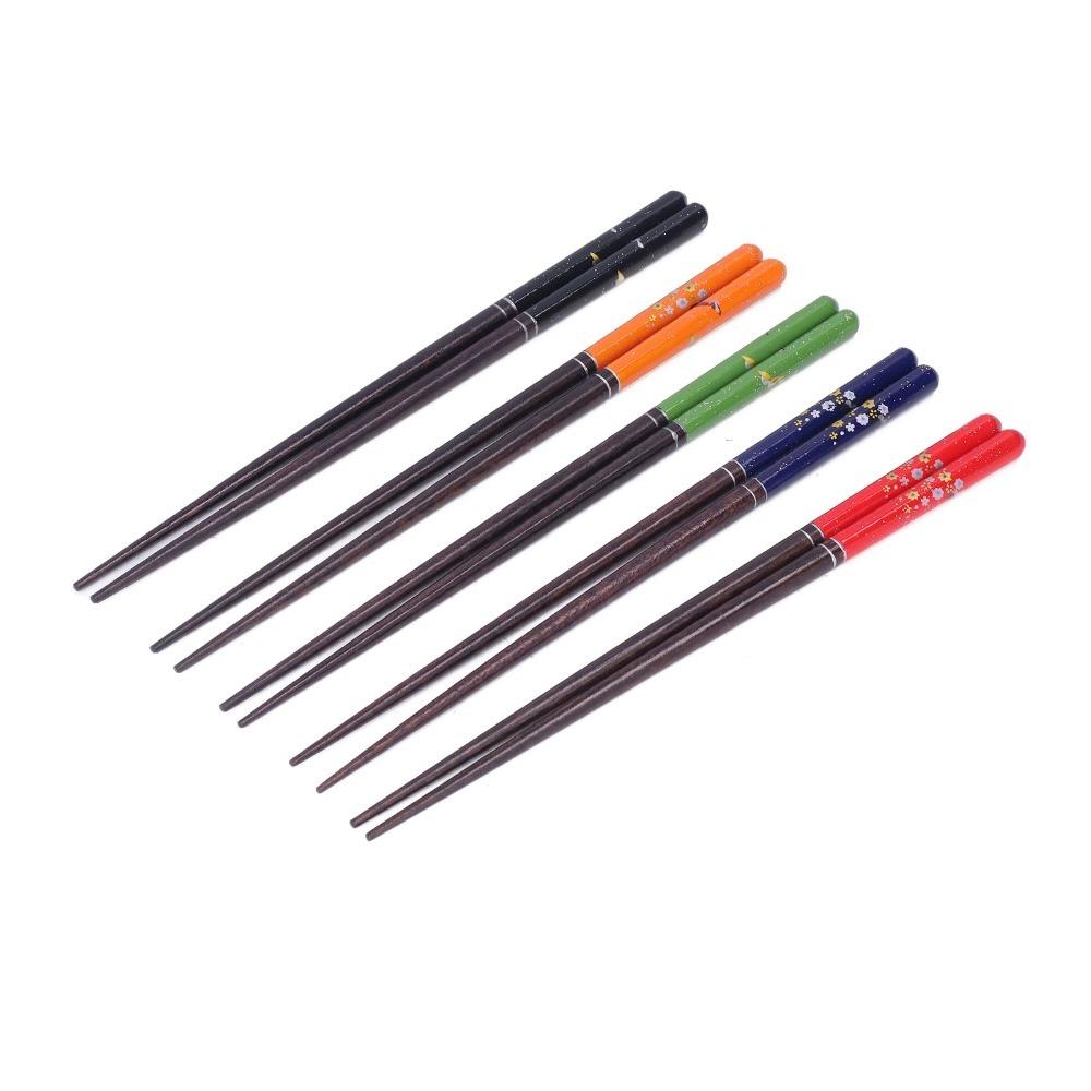 5Pair Smooth Food Chopsticks Wood Meal Eating Sticks Easy To Grip Chopstick Set Meal Use
