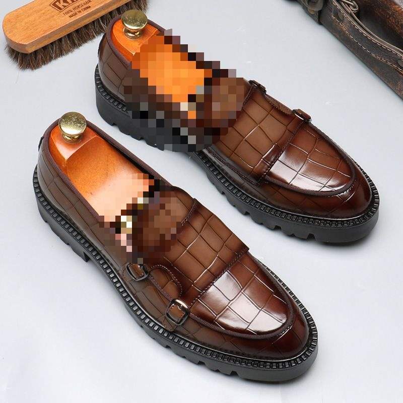 

Осенний ретро тренд модные лоферы мужские на одной педали на платформе увеличивающие рост кожаные туфли Doudou деловой кэжуал обувь Mengke 46 коричневый