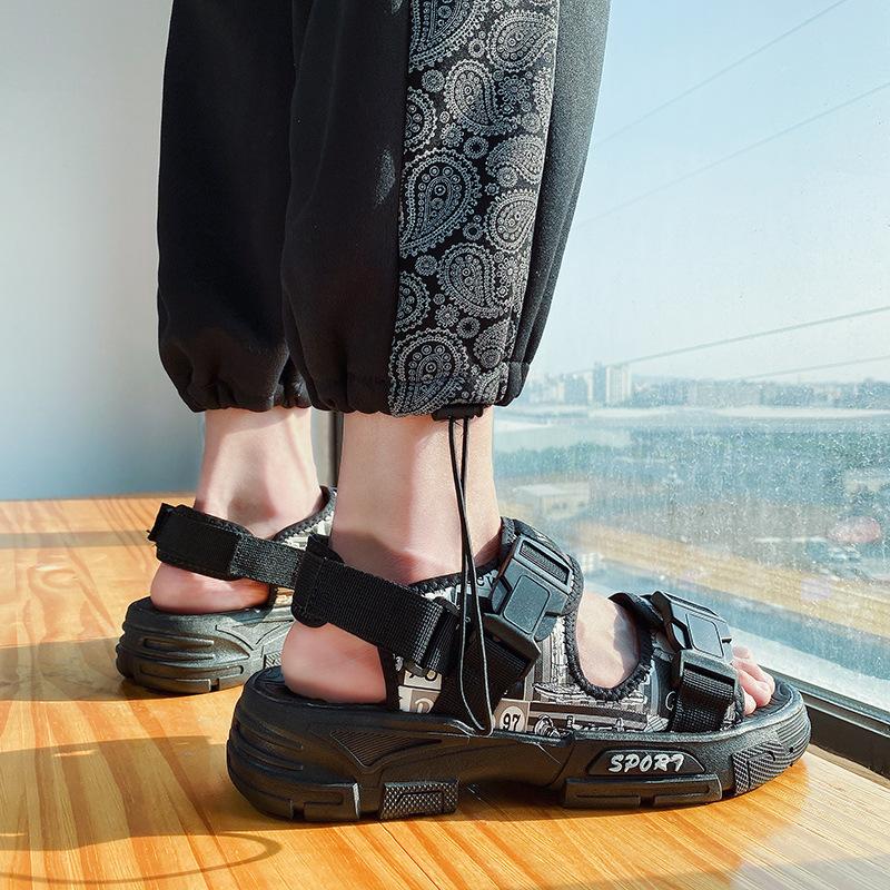 Summer Sandals, Men's Beach Wear, Casual Sports, Platform Soles, Roman Student Slippers, Dual-purpose Driving, Trendy, Breathable