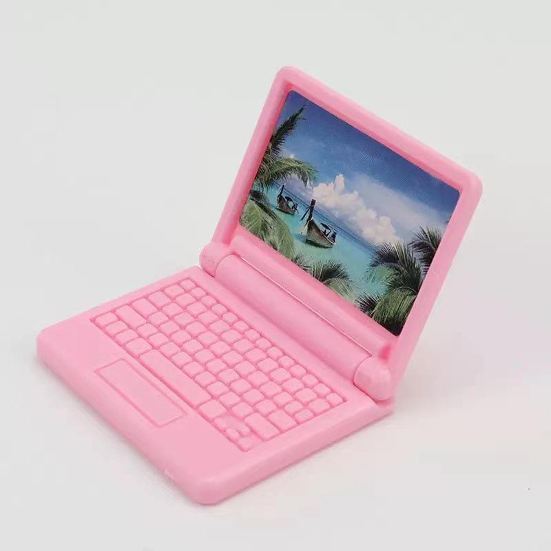 Mini Cartoon Laptop Model for Kids' Dollhouse Decor
