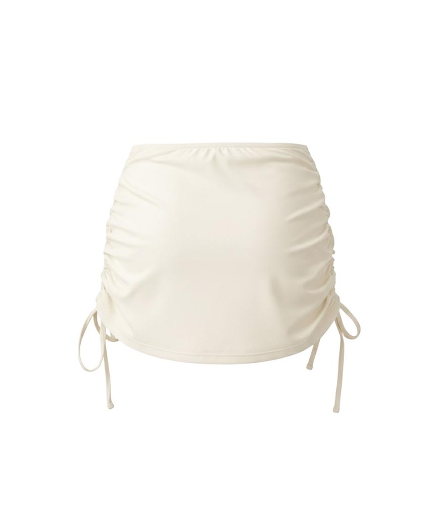 Bikini Bender Line String Shirred Swim Skirt Cover-Up - Ivory