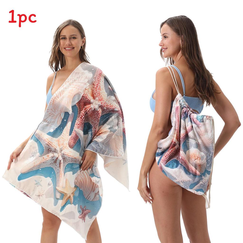 Microfiber Collapsible Sand Towel With Storage Bag For Beach Use