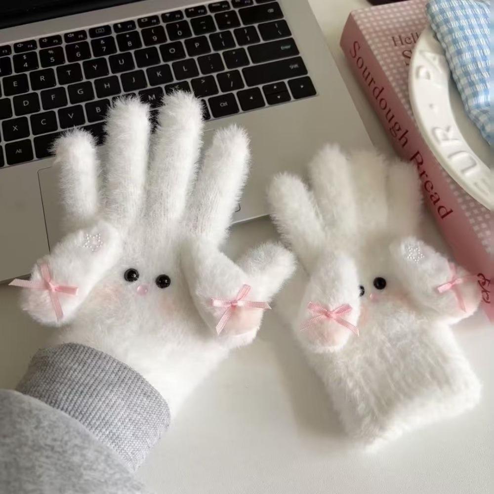 Sweet Keep Warm Gloves Windproof Cold Protection Bow Mittens Cartoon Rabbit Winter Gloves Women Girls