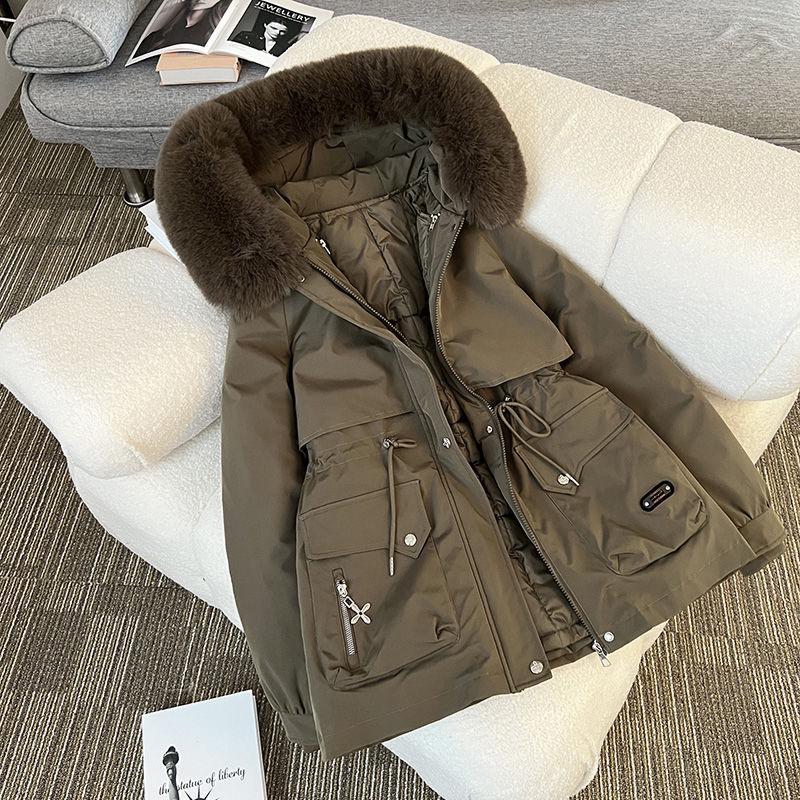 Women's Mid-Length 3-in-1 Parka: Detachable Liner, Cotton-Padded, Windbreaker Jacket.