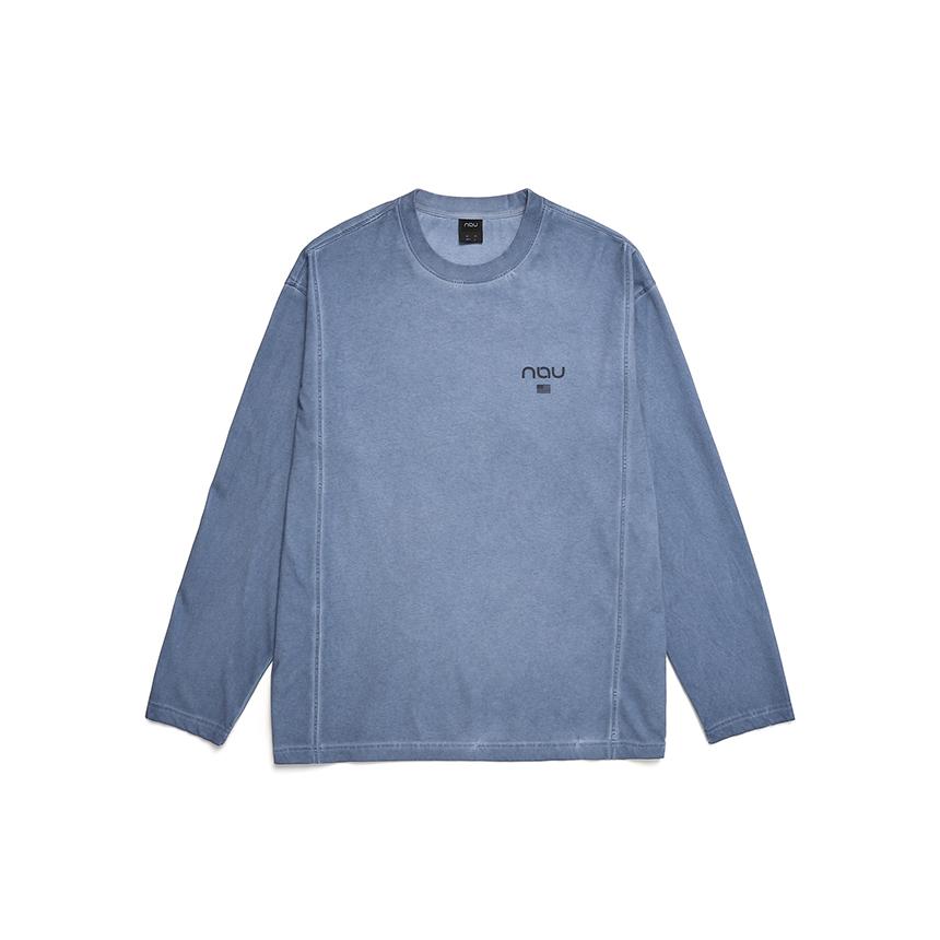 nau Garment-Dyed Single Long Sleeve T-Shirt Grayish Blue