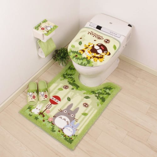 Senko My Neighbor Totoro Friends Long Toilet Mat, Approx. 80 x 60 cm, Green, Antibacterial and Odor Resistant, Made in Japan, Character Design 37147