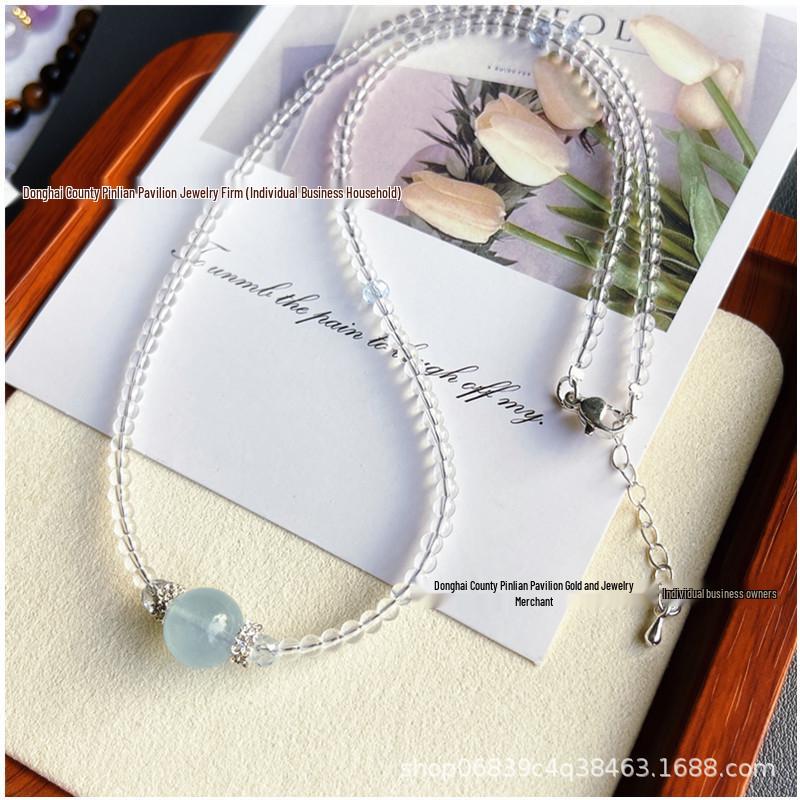 

Элегантный набор браслет и ожерелье из аквамарина - Простой, модный подарок Approximately 11mm Necklace