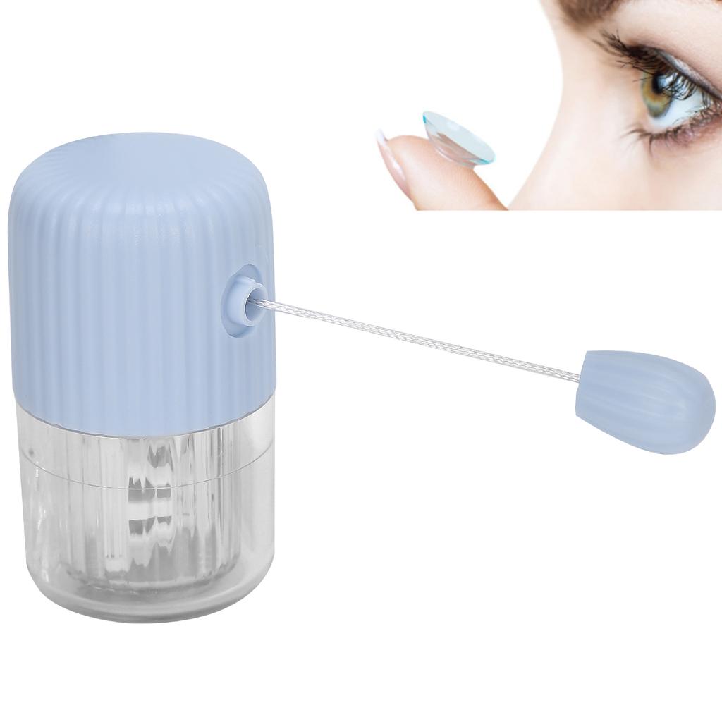 Laveur de Lentilles de Contact Portable Nettoyeur de Lentilles Manuel Étui Rotation Mignon Appareil de Nettoyage Bleu
