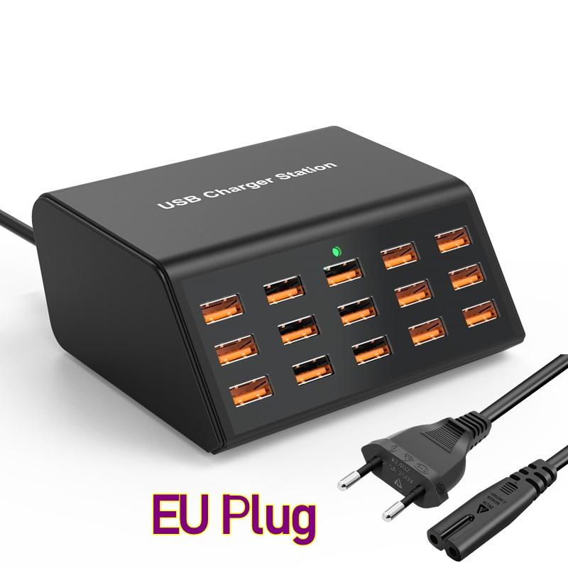 

100 Вт Настольное Универсальное USB Зарядное Устройство 15 Портов USB Станция Быстрой Зарядки Для Ipad Iphone 15 14 13 12 Pro Max Samsung S24 Планшет EU Plug